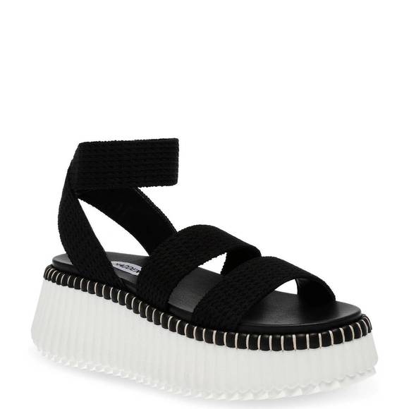 NEW STEVE MADDEN women's shelle wedge sandals in black - Picture 4 of 7